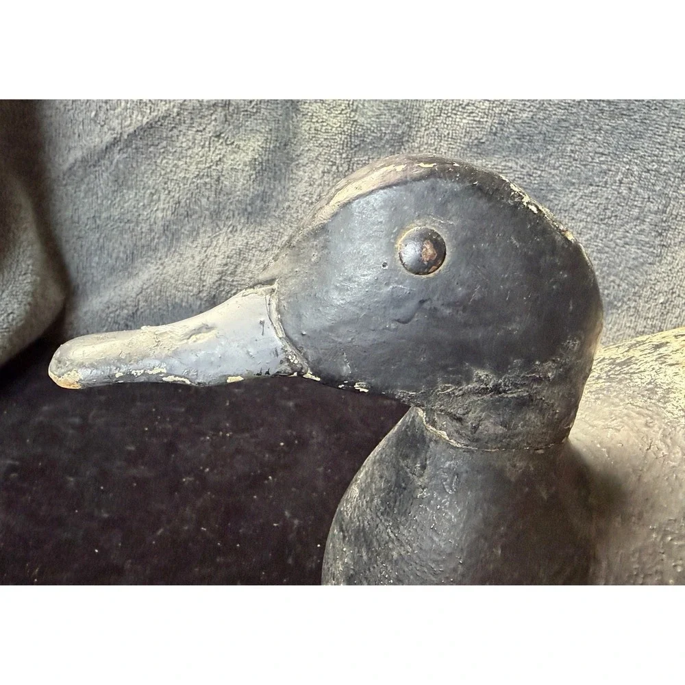 Vintage Hand Painted Wooden Duck Decoy Primitive Rustic Folk Art Hunting Decor